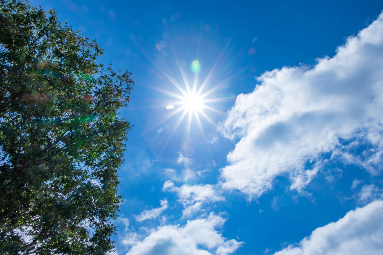 真夏の青空と灼熱の太陽