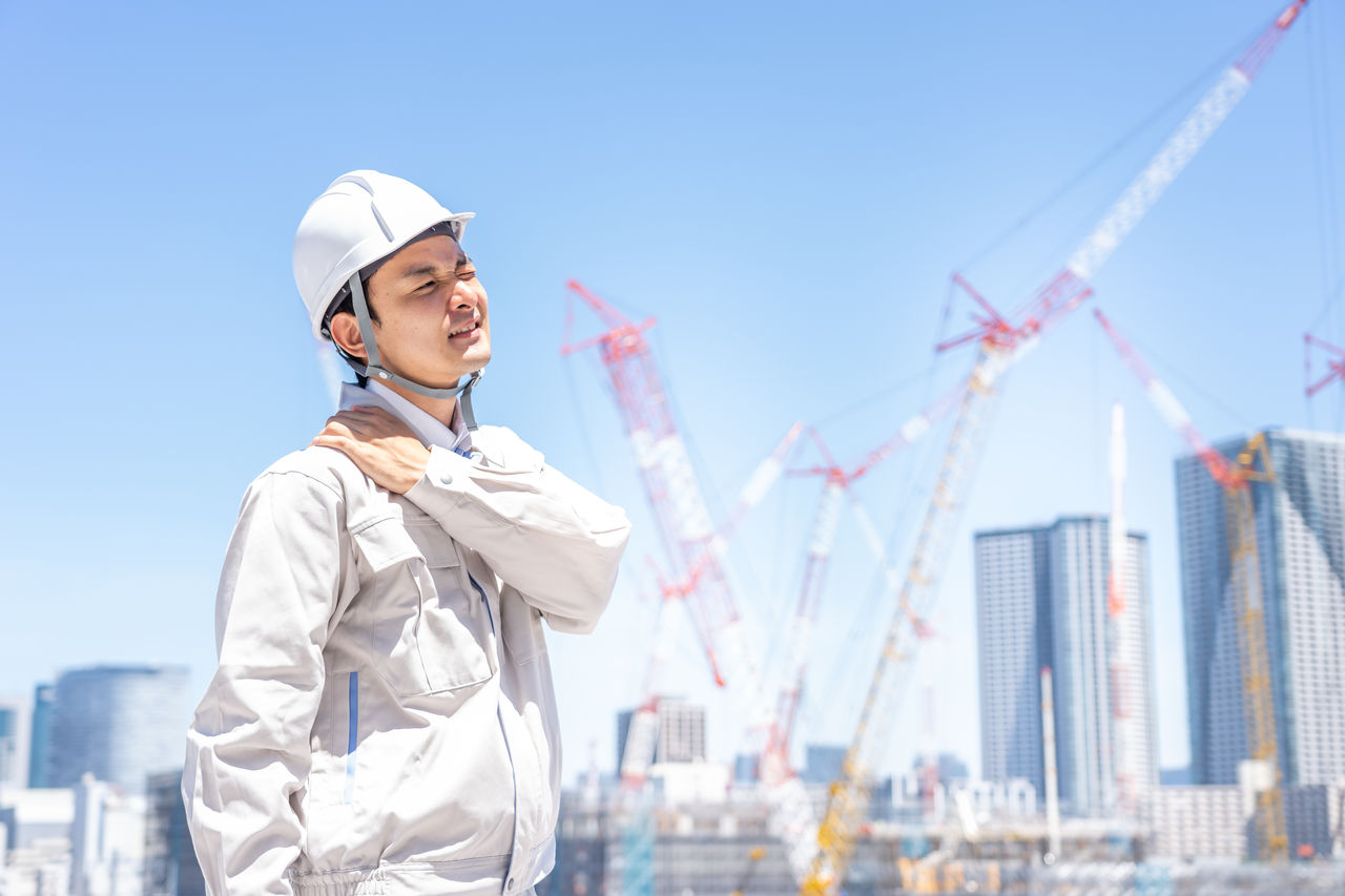 asian engineer worker working in construction site